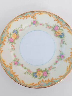 Vintage Noritake Milroy Side Plates Set of 4 Floral Gold Trim 1930s Japan